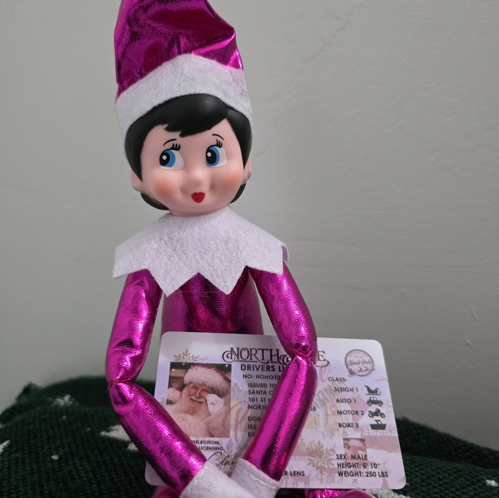 Elf on the Shelf Metallic Pink Girl + Santa's Driver's License! - Picture 7 of 9